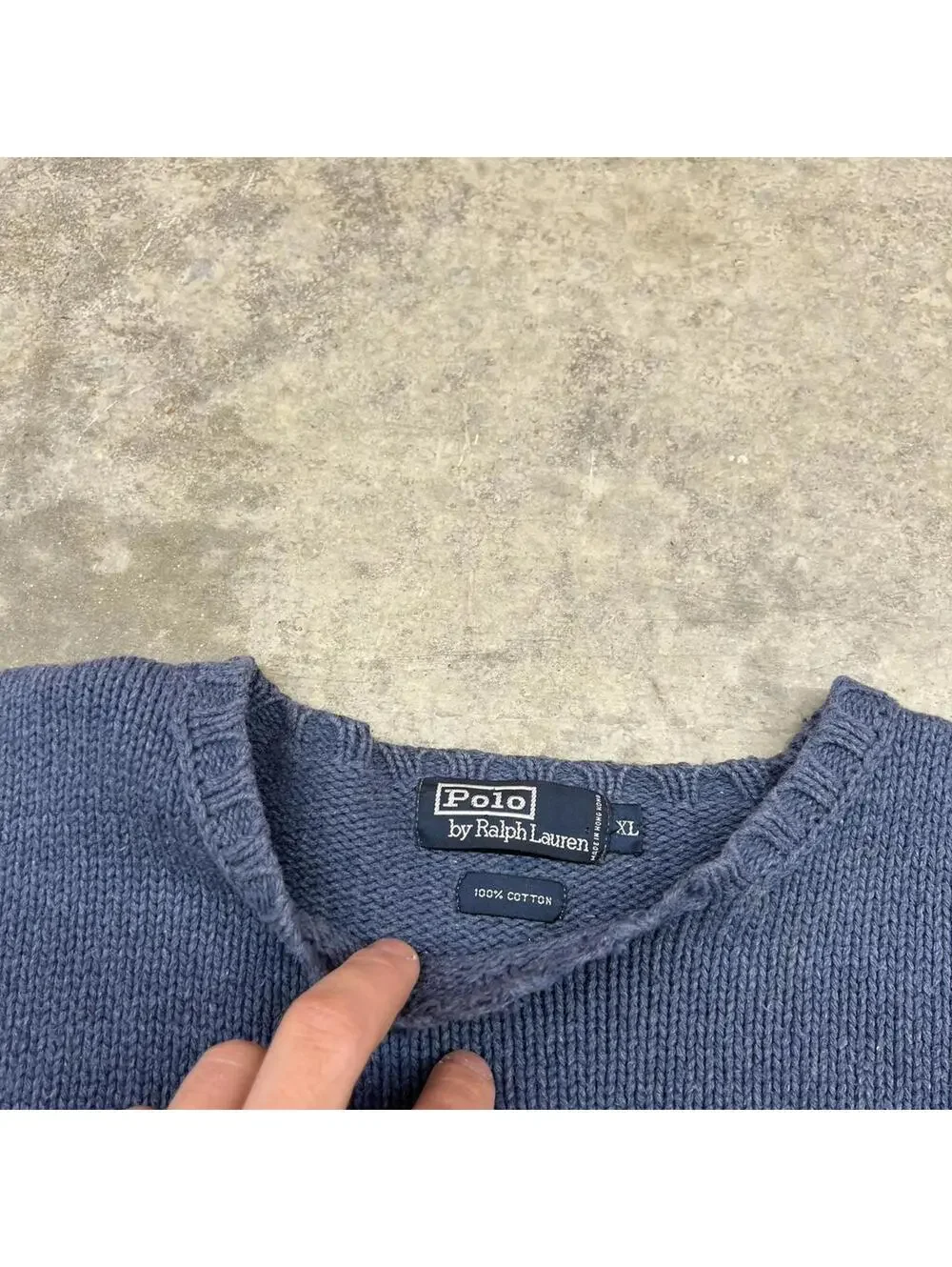 vintage polo ralph lauren light blue heavyweight knit sweater size xl
